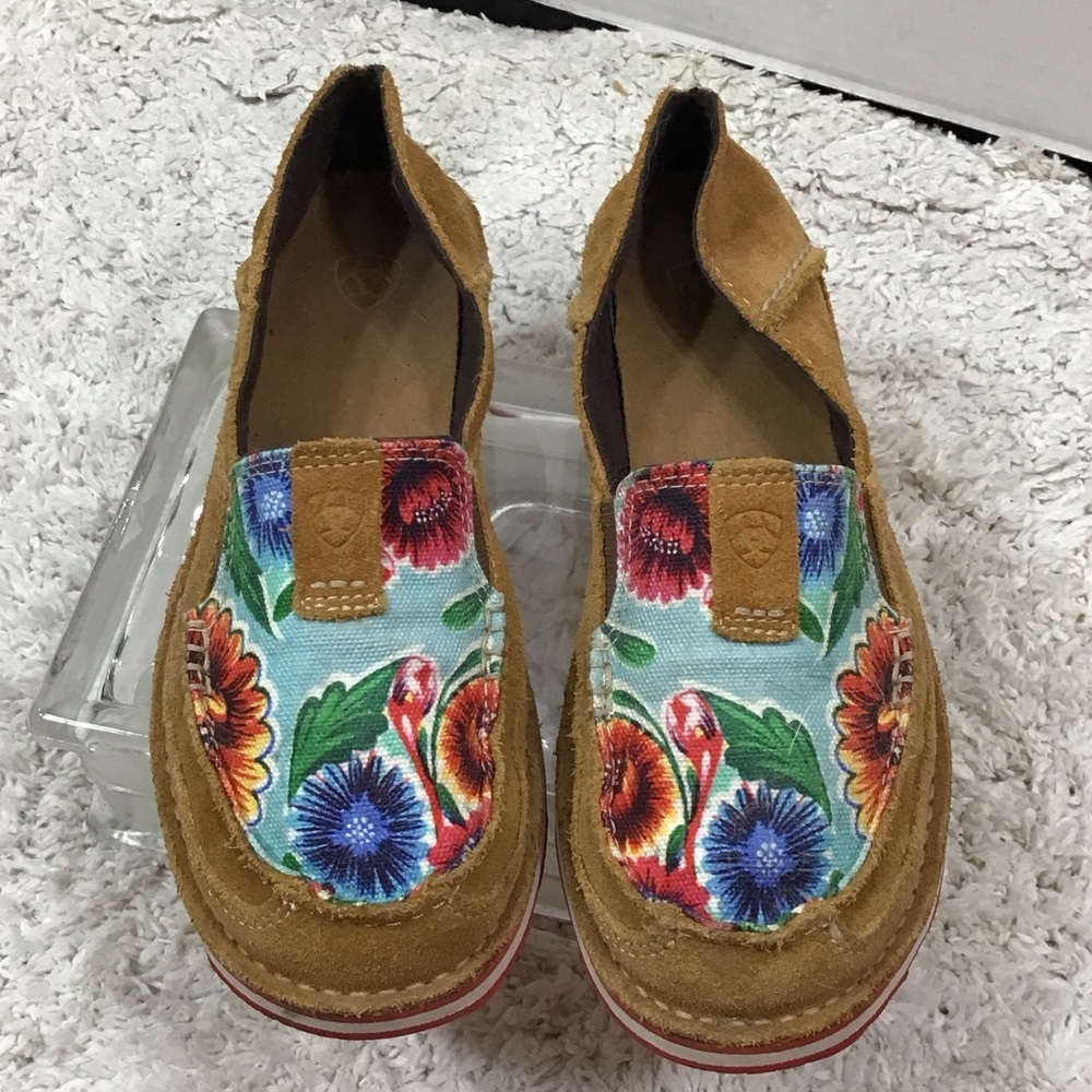 Ariat Sunburn brown suede and floral Cruiser slip on 7.5